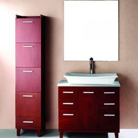 Мебель деревянная для ванных комнат: шкаф с керамическим умывальником, напольный шкаф, зеркало STR4277FS 30578